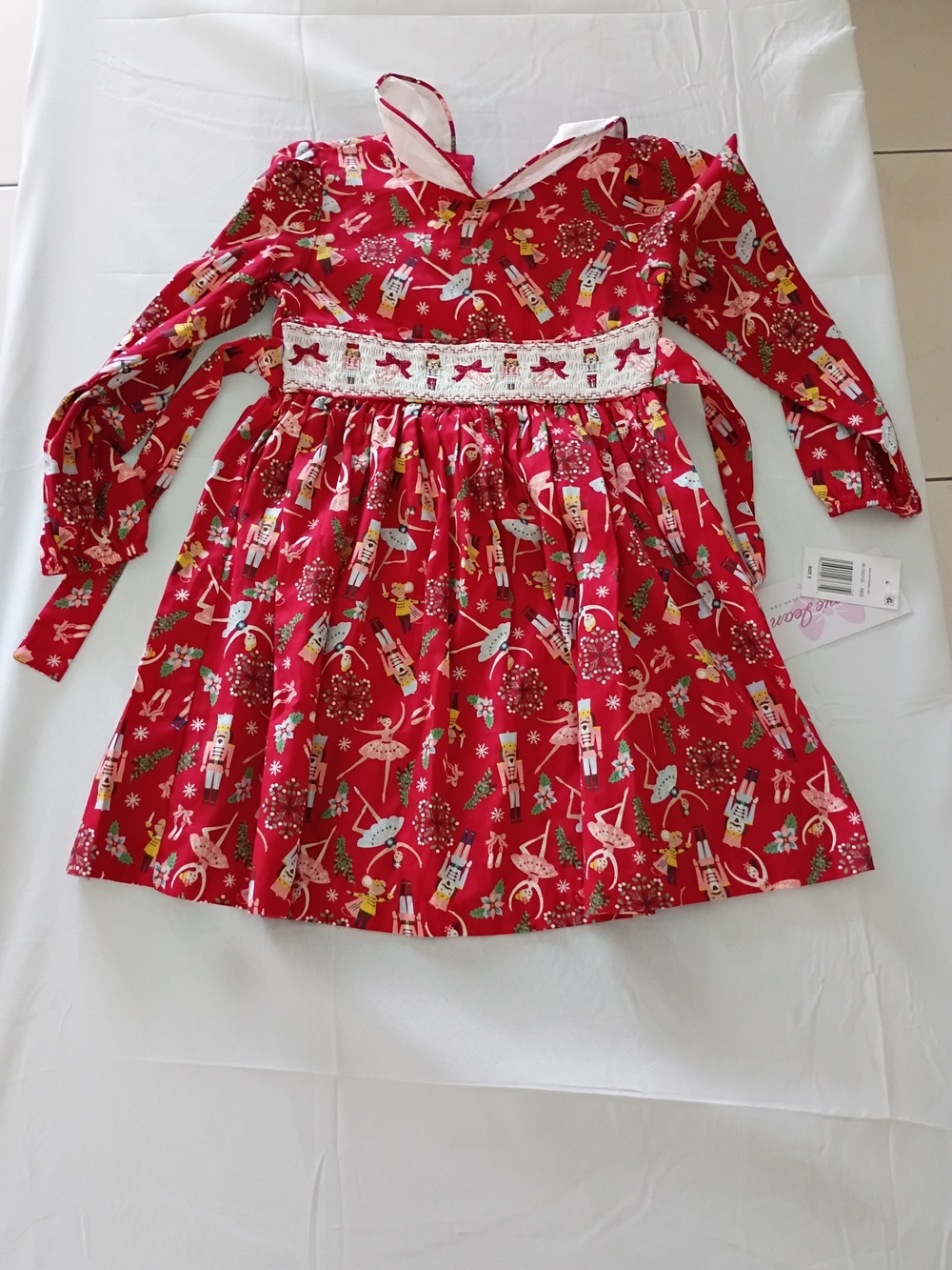 Bonnie Jean Girls Nutcracker Ballerina Smocked Puff Sleeve Collared Dress Size 5